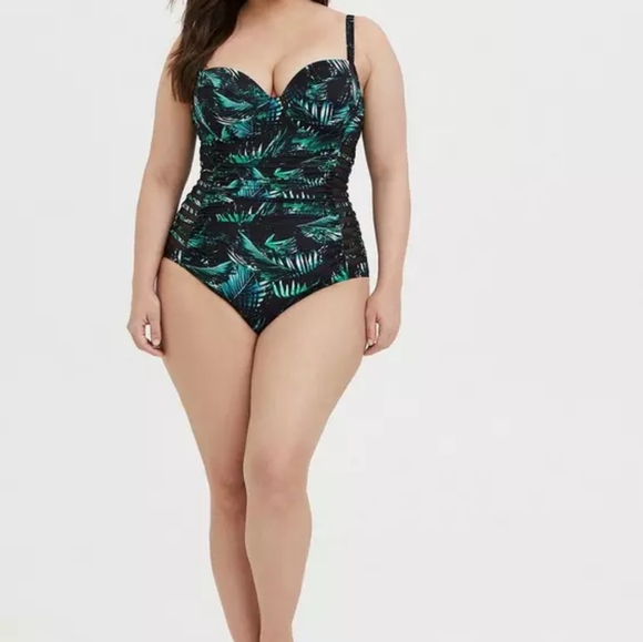Torrid Black and Green One Piece Swimsuit - Picture 3 of 14